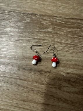 Cute Red Mushroom Dangle Earrings for Kids